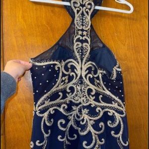 navy blue and gold homecoming dress, only worn once